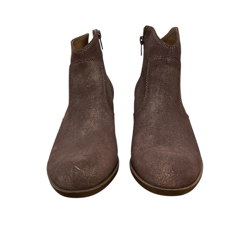Lucky Brand Belia Leather Ankle Booties Boots Tobacco Distressed Metallic Size 9 - Picture 7 of 12